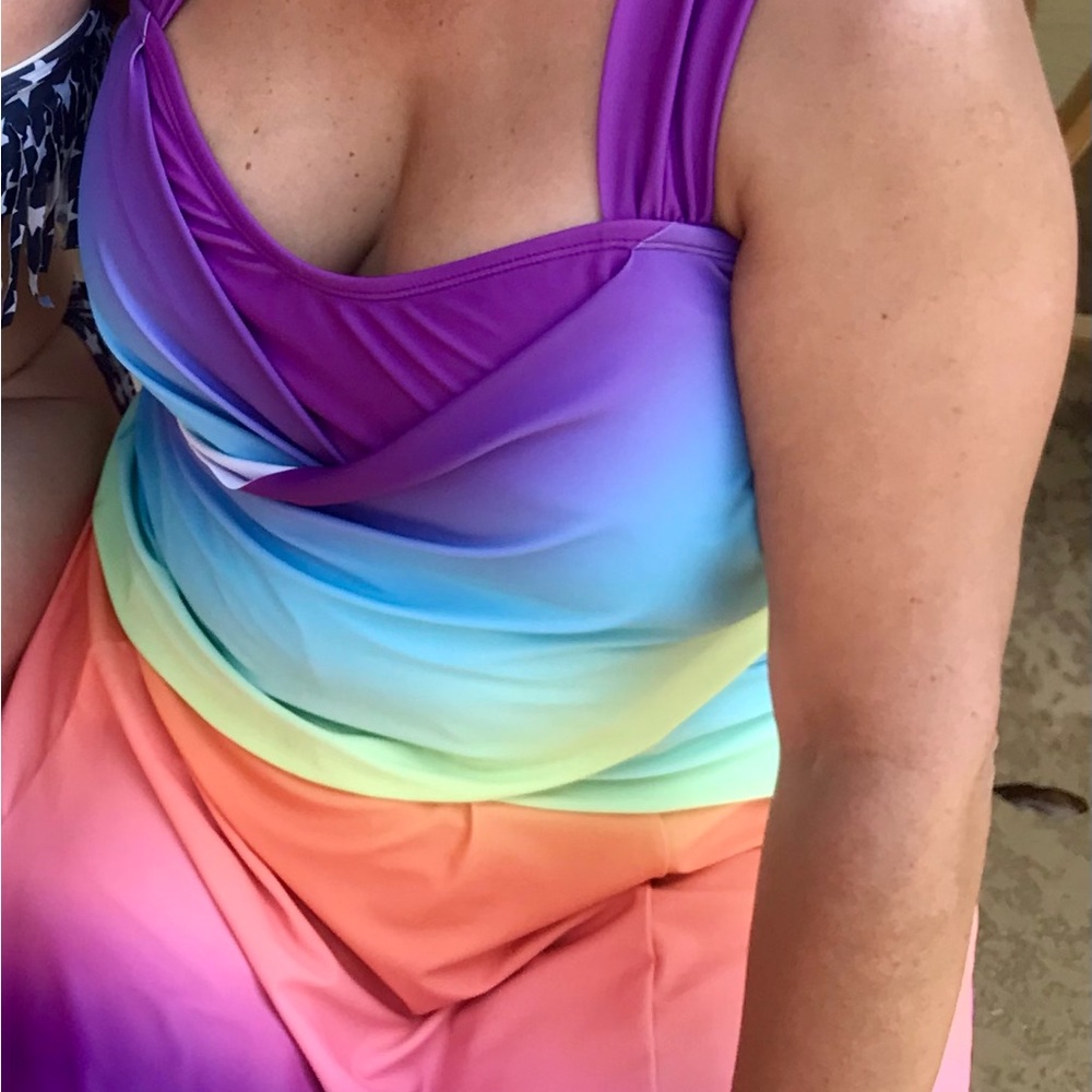 Colorful ladies swim dress & shorts